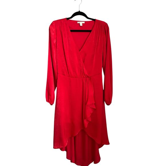Cato Faux Wrap Midi Dress Red Christmas Holiday Party Womens Size Medium - Picture 1 of 8